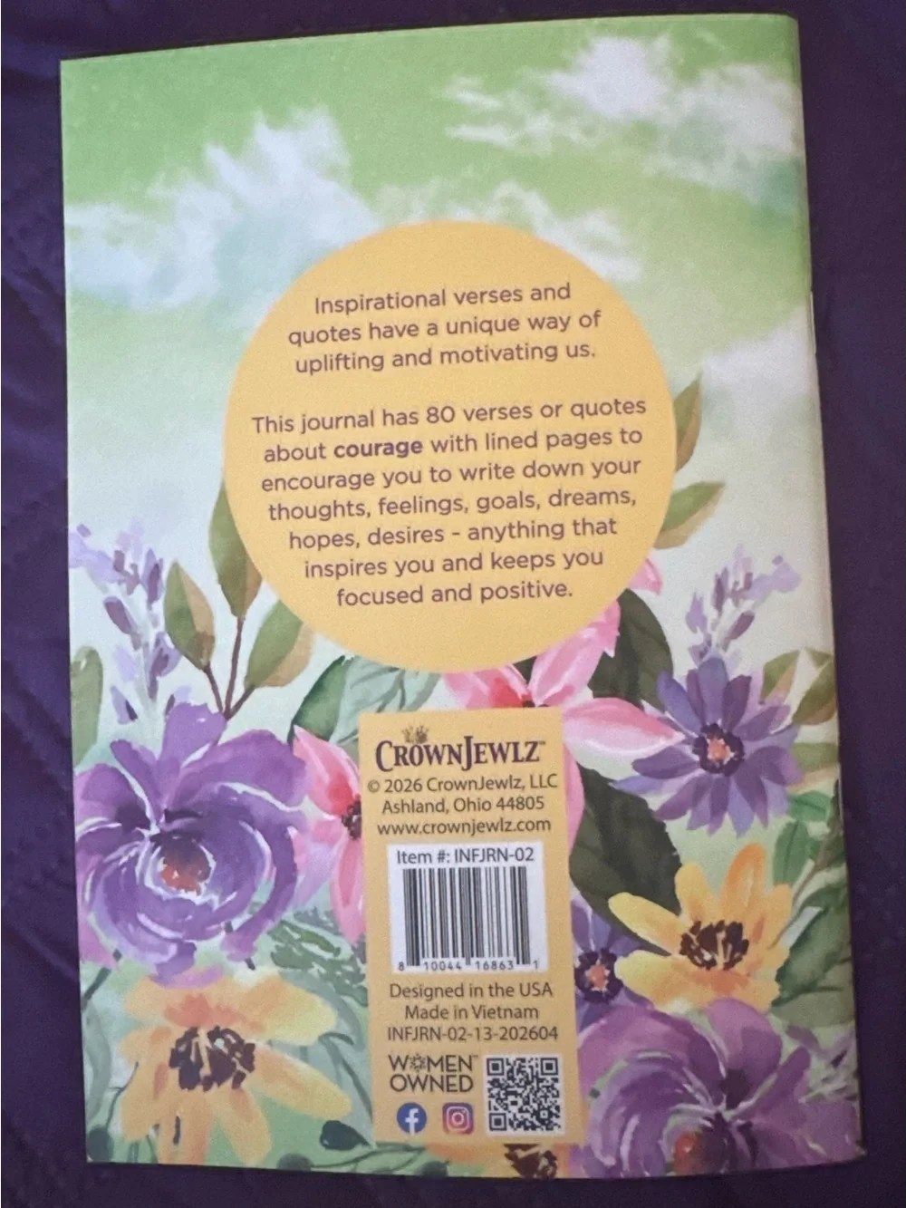 Floral Inspirational Journal - Green, Pink & Purple Cover